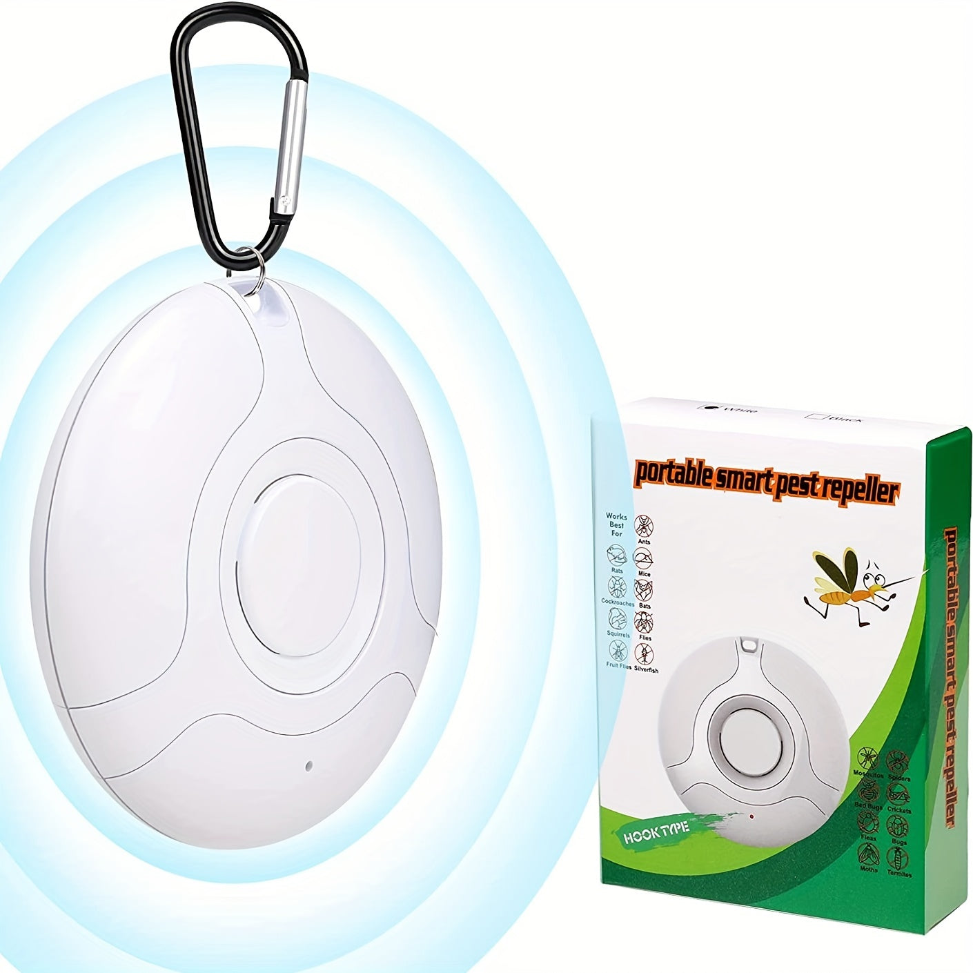 Portativ ultratovushli zararkunandalarga qarshi qurilma Oq USB qayta tiklanadigan hasharotlar va chivinlarni nazorat qilish