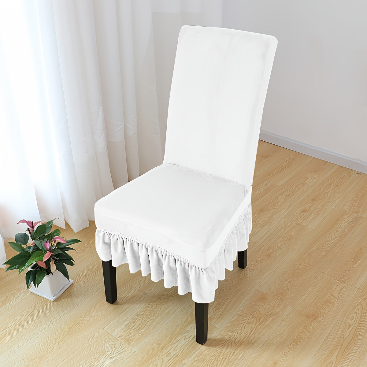Velvet Chair Cover with Skirt for Home Decor and Furniture Protection