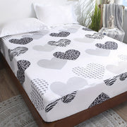 Heart Printed Fitted Sheet for Bedroom and Guest Room, Soft and Comfortable