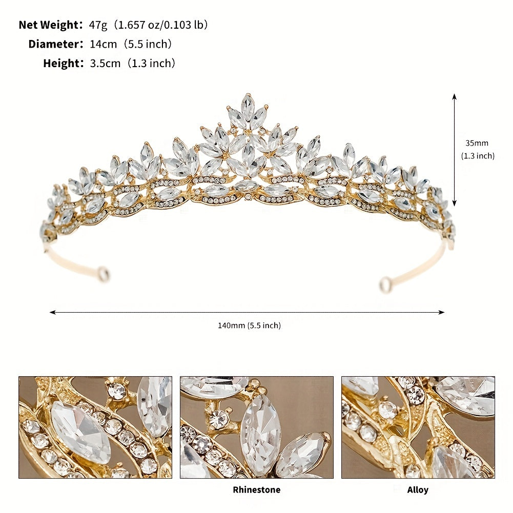 Corona de tiara nupcial con cristales de marquise para boda y ocasión especial