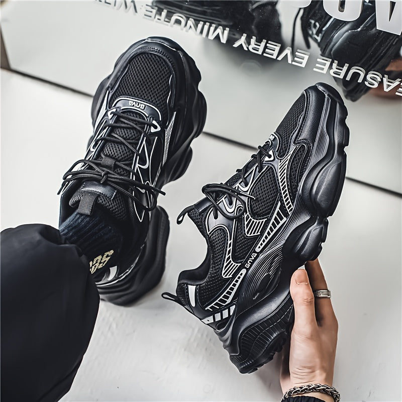 Men's Mesh Casual Sneakers Low Top Lace-Up All-Season Vintage Chunky Shoes