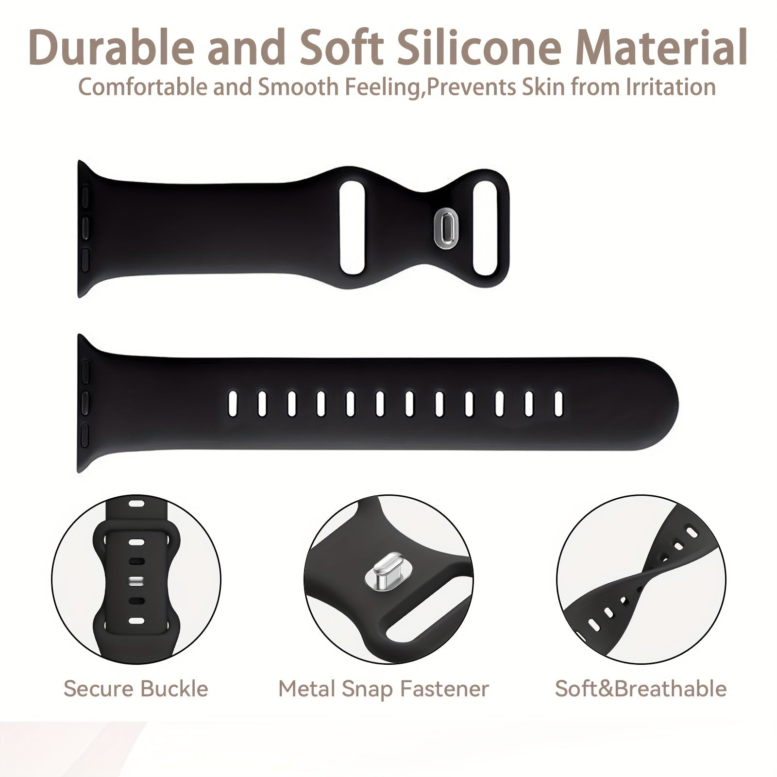 Silicone Sport Watch Band for Men and Women Waterproof Flexible Compatible with Apple Watch Series