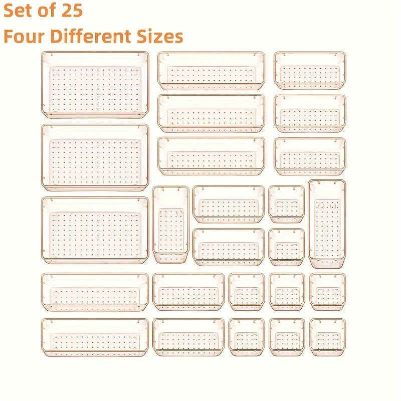 25pcs Multi-Functional Plastic Storage Box with Dividers for Organization