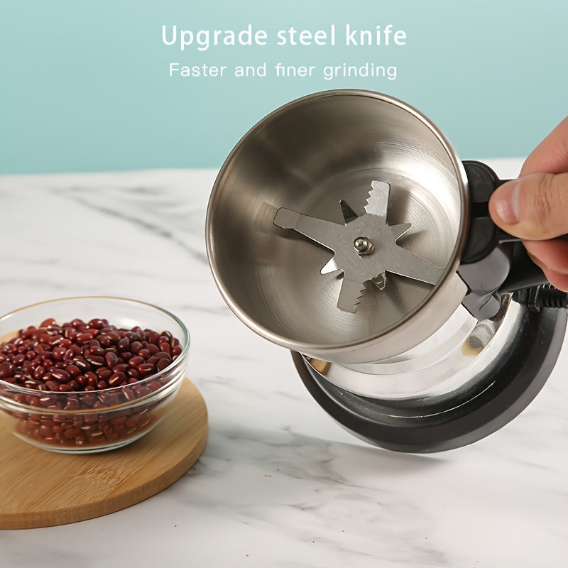 Electric Coffee and Grain Grinder 8-Blade Dry Spice Grinder with One-Button Start
