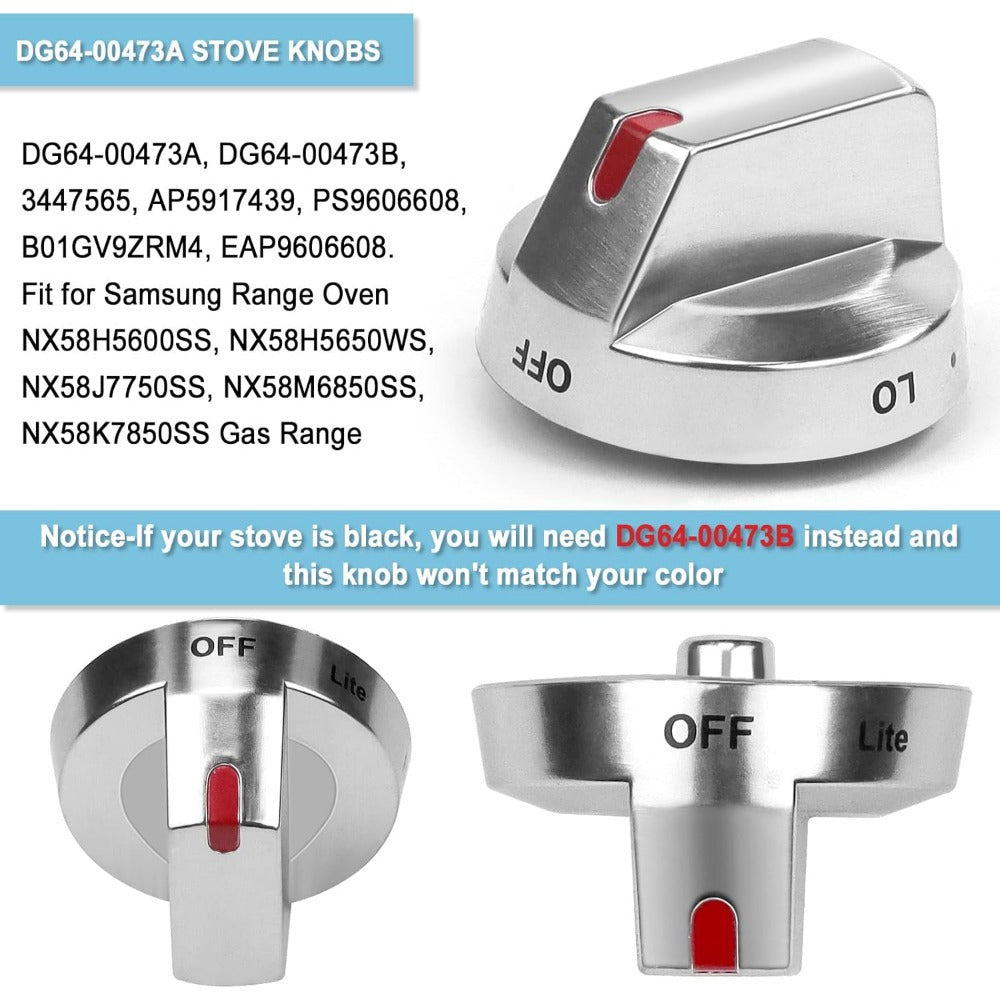 Metal D-Shaped Control Knob for Gas Stoves Compatible with NX58F5700WS NX58H5600SS NX58H5650WS NX58J7750SS