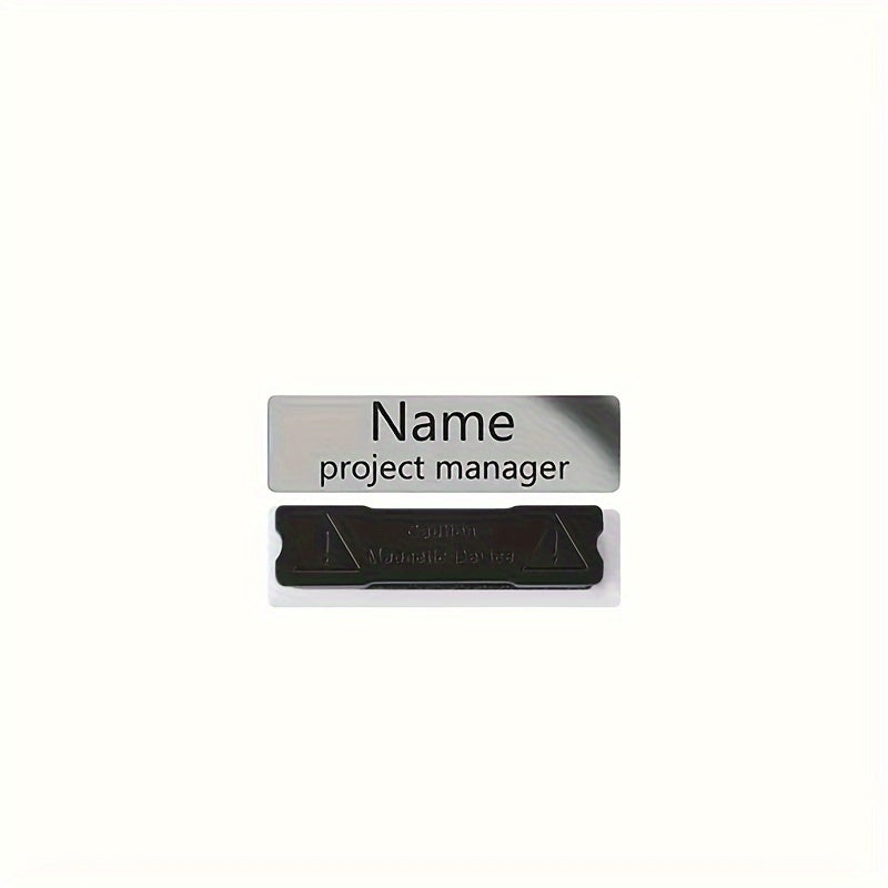 Personalized Name Badge with Magnetic Pin, Custom Engraved Job Title Tag