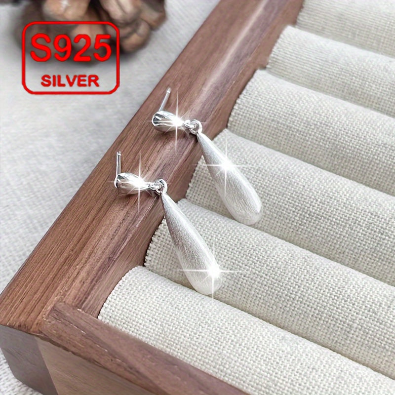 Women's Silver Stud Earrings Geometric Waterdrop Design Hypoallergenic Lightweight Jewelry
