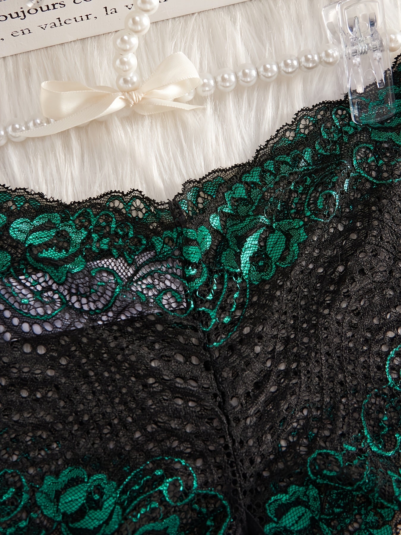 Women's Plus Size Lace Trim Mid-Rise Panties Red and Black Contrast Stretch Underwear