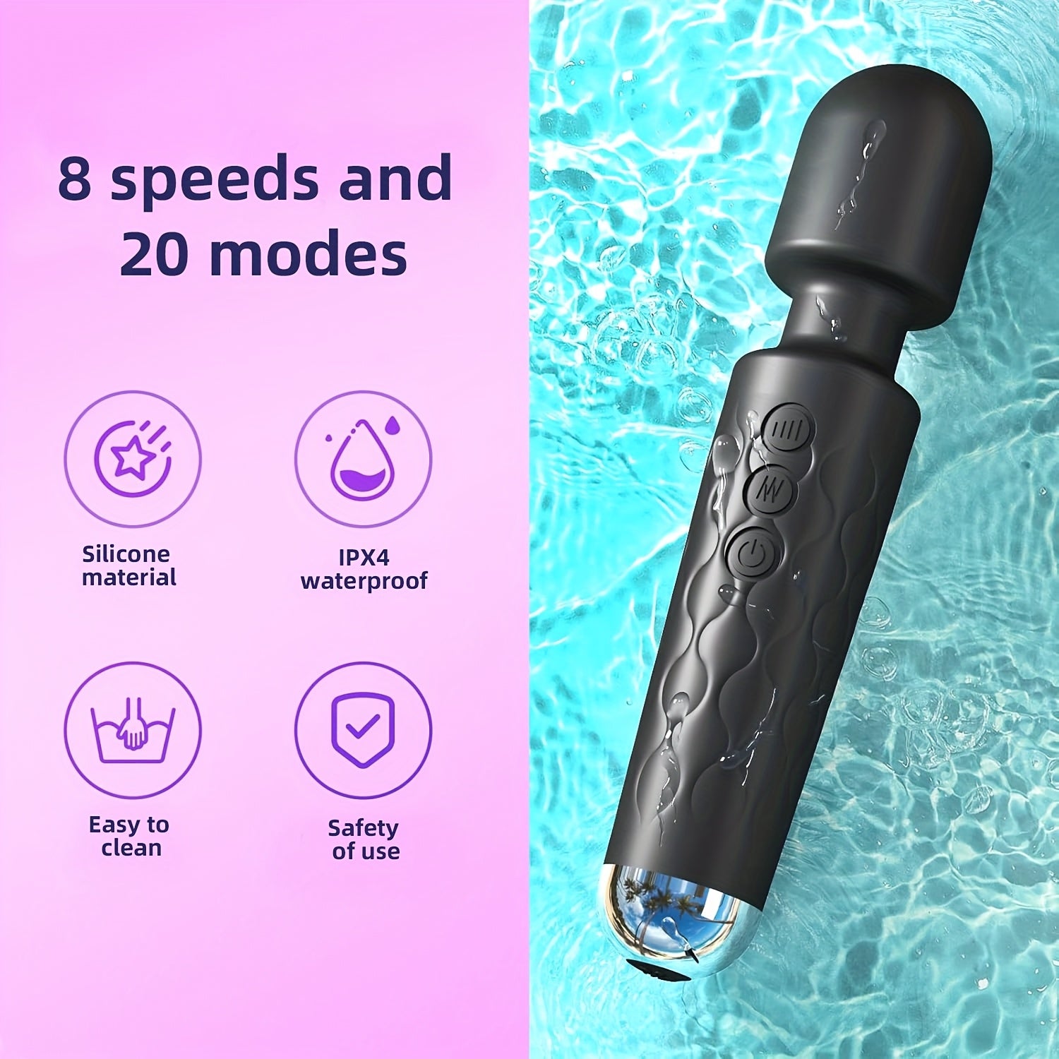 Women's Silicone Clitoral and Anal Vibrator Wand Sex Toy