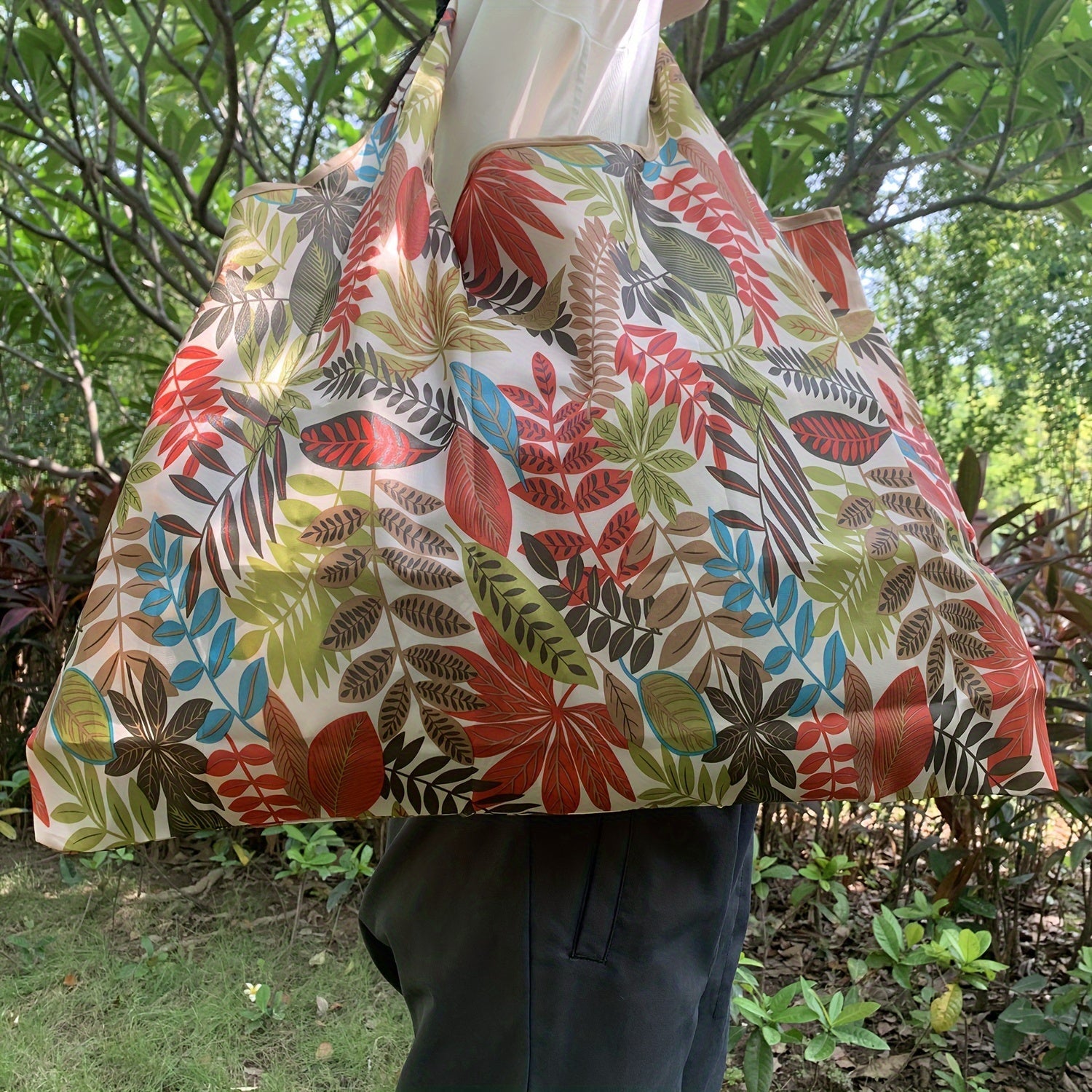 Keng O'raladigan Xarid Sumkasi - Kuchli Naylon, Ekologik Toza Oziq-ovqat Sumkasi, Halloween, Rojdestvo, Pasxa va Shukrona kuni kabi Bayramlar uchun Quvnoq Bilak Tasmasi bilan