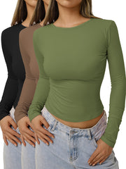 Kate Middleton ilhomlantirgan uzun qo'lqopli futbolka to'plami, mustahkam rangli trikotaj polyester va spandeksdan tayyorlangan, ayollar uchun barcha mavsumlarda qulaylik va norasmiy kiyim uchun mukammal.