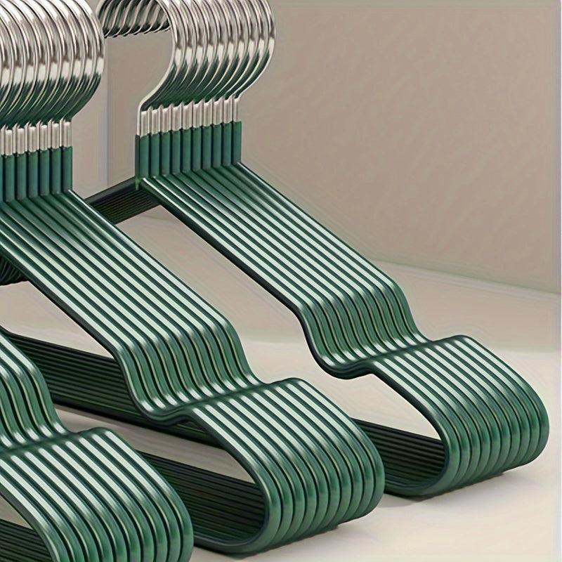 Set of 10 Metal Clothes Hangers with Grooves Non-Slip Heavy Duty Wardrobe Closet Organizer