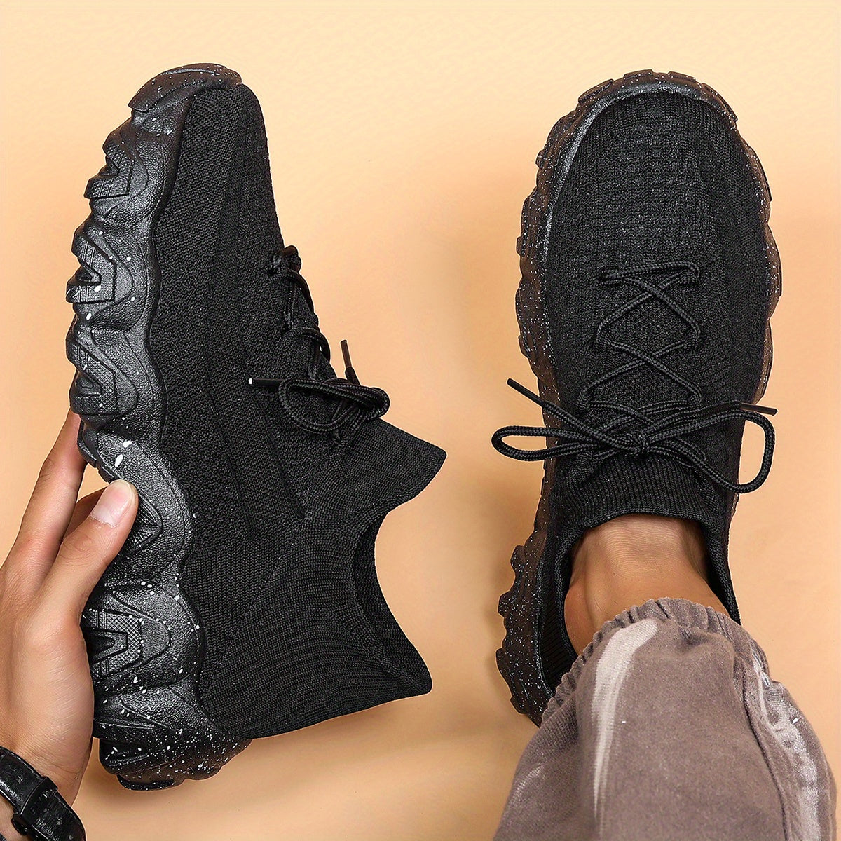 Men's Woven Fabric Sneakers Casual Sport Lace Round Toe Spring