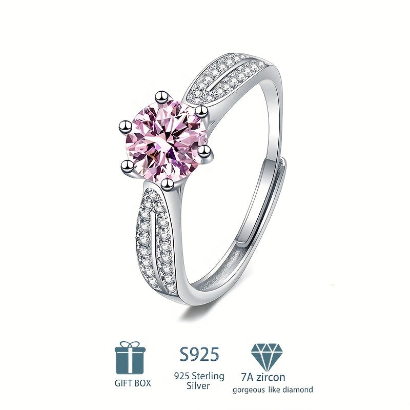 Sterling Silver 2ct Moissanite Engagement Ring Wedding Band Anniversary Gift