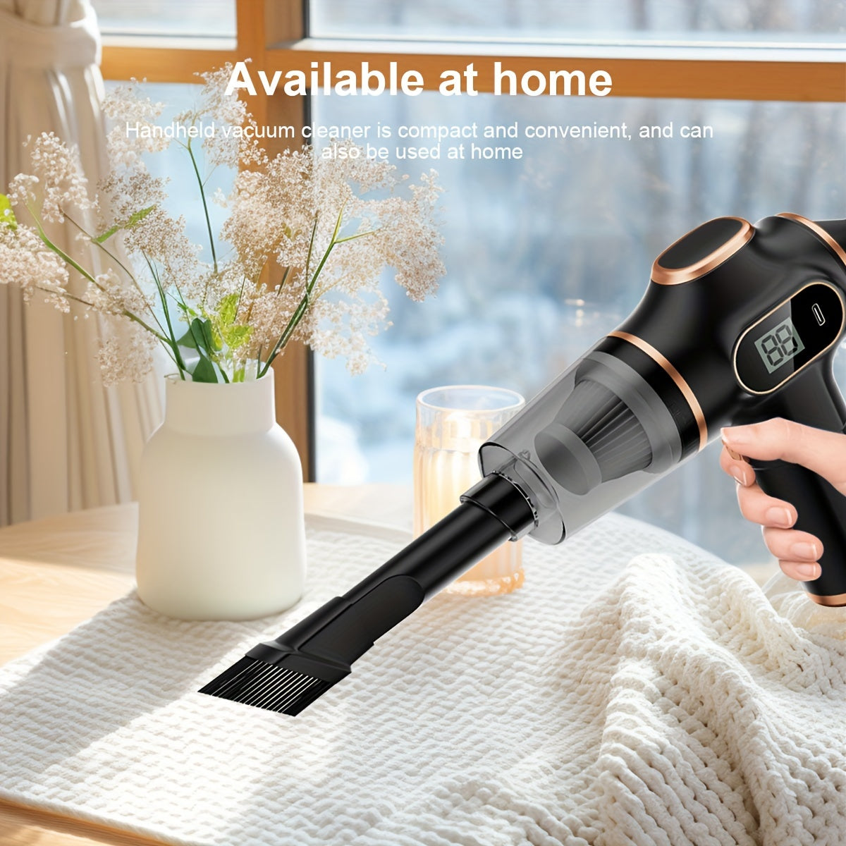 Portable Car Vacuum Cleaner Cordless Handheld with Digital Display Black Rose Gold