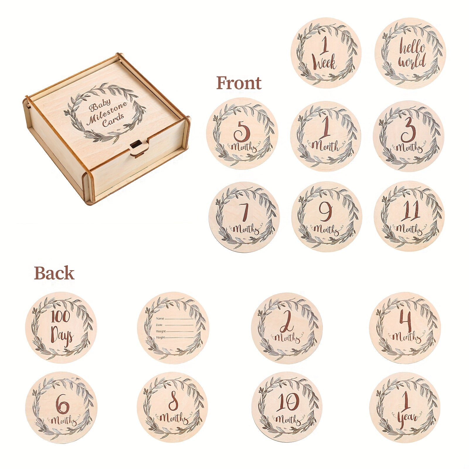 Birth Sign Set Leaf Milestone Card Photography Props for Christmas Halloween Thanksgiving Easter