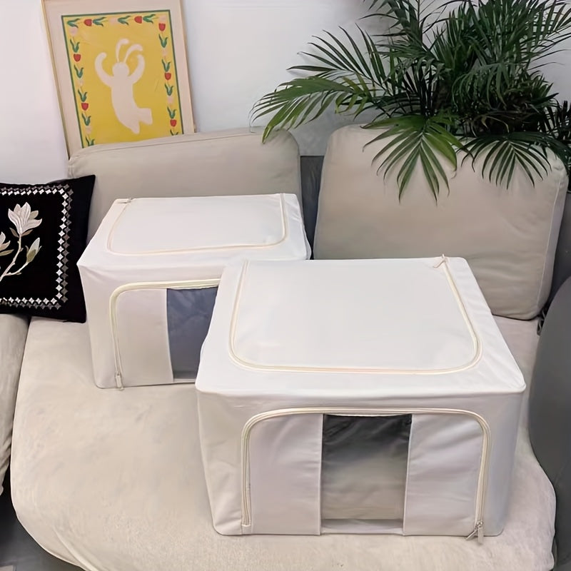 Storage Bins with Metal Frame and Clear Window for Winter and Spring Large Capacity Foldable Stackable Organizer