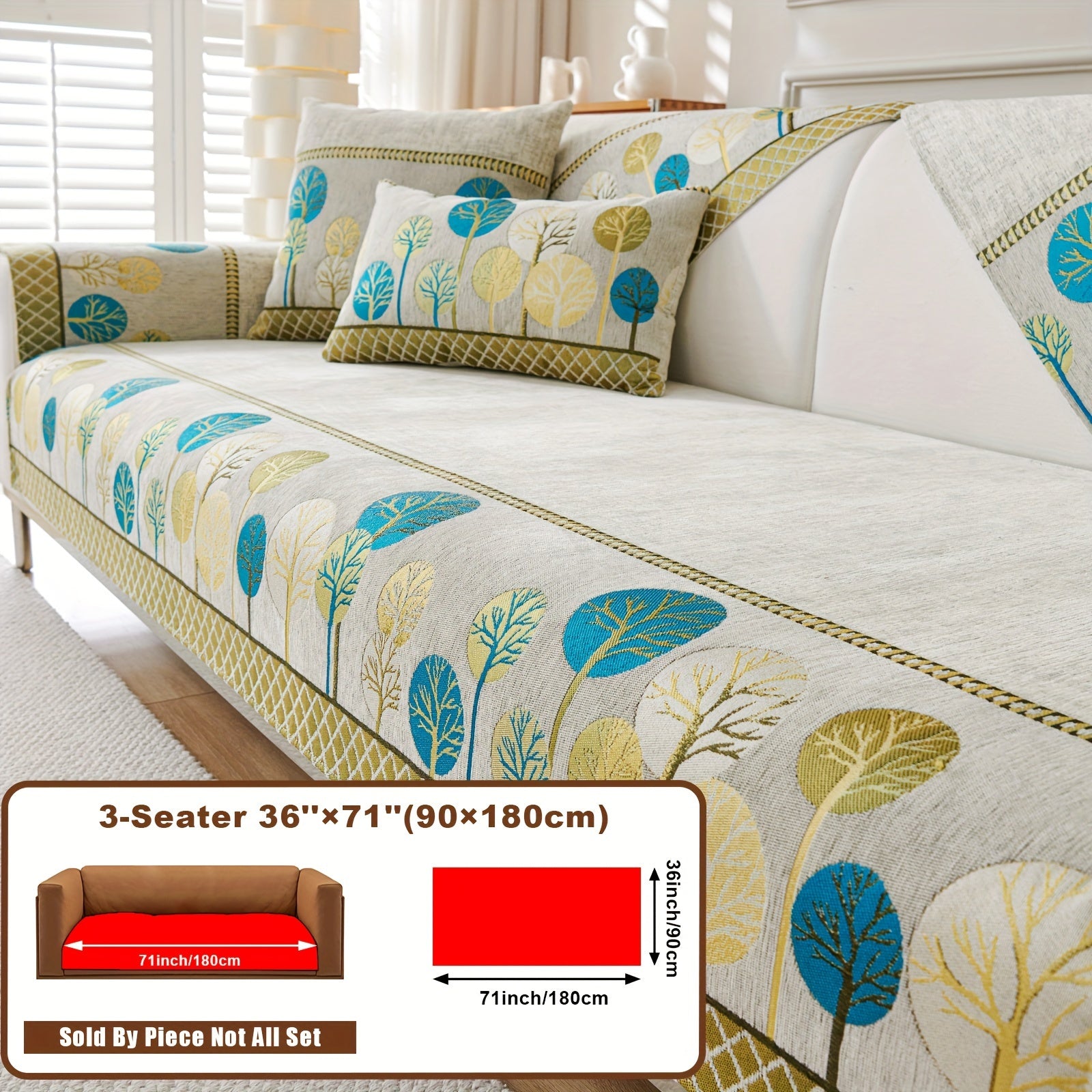 Boho Chic Jacquard Chenille Sofasi Qoplamasi Oygʻon Daraxt Mavzusi Boshqalar uchun Yoqimli Qattiq Yuvilishi Oʻz-oʻzidan yopishmaydigan Bardoshli Qalinlashtirilgan 4 oʻrindiqli kresloni mos keladi