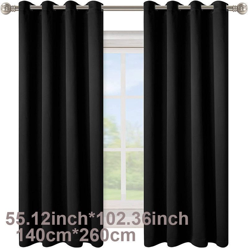 Blackout Curtain 1 Panel Solid Black Insulated Room Darkening for Bedroom Living Room