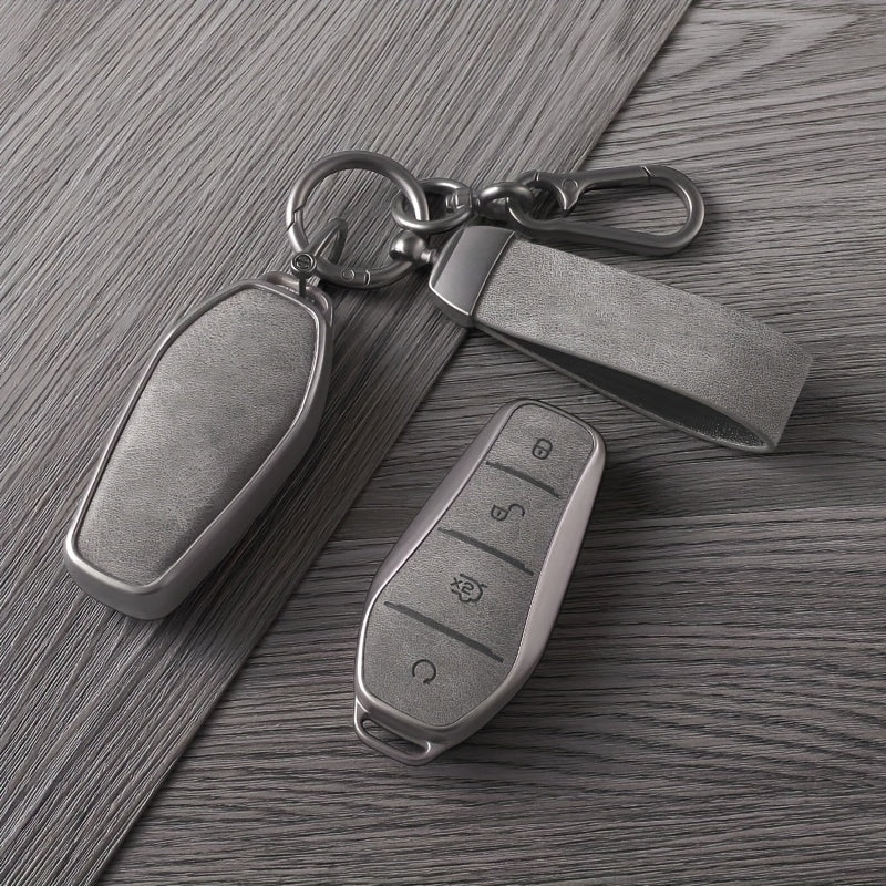 Universal TPU Car Key Fob Cover with Metal Key Ring, Bronze Finish