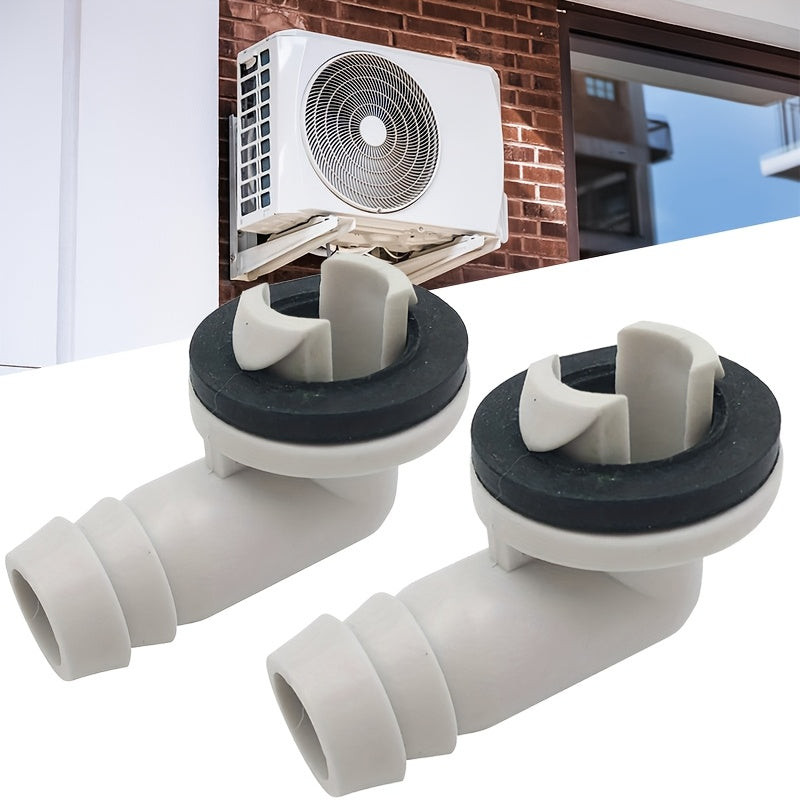 2 Pieces Plastic Air Conditioner Drain Hose Elbow Fittings with Rubber Rings