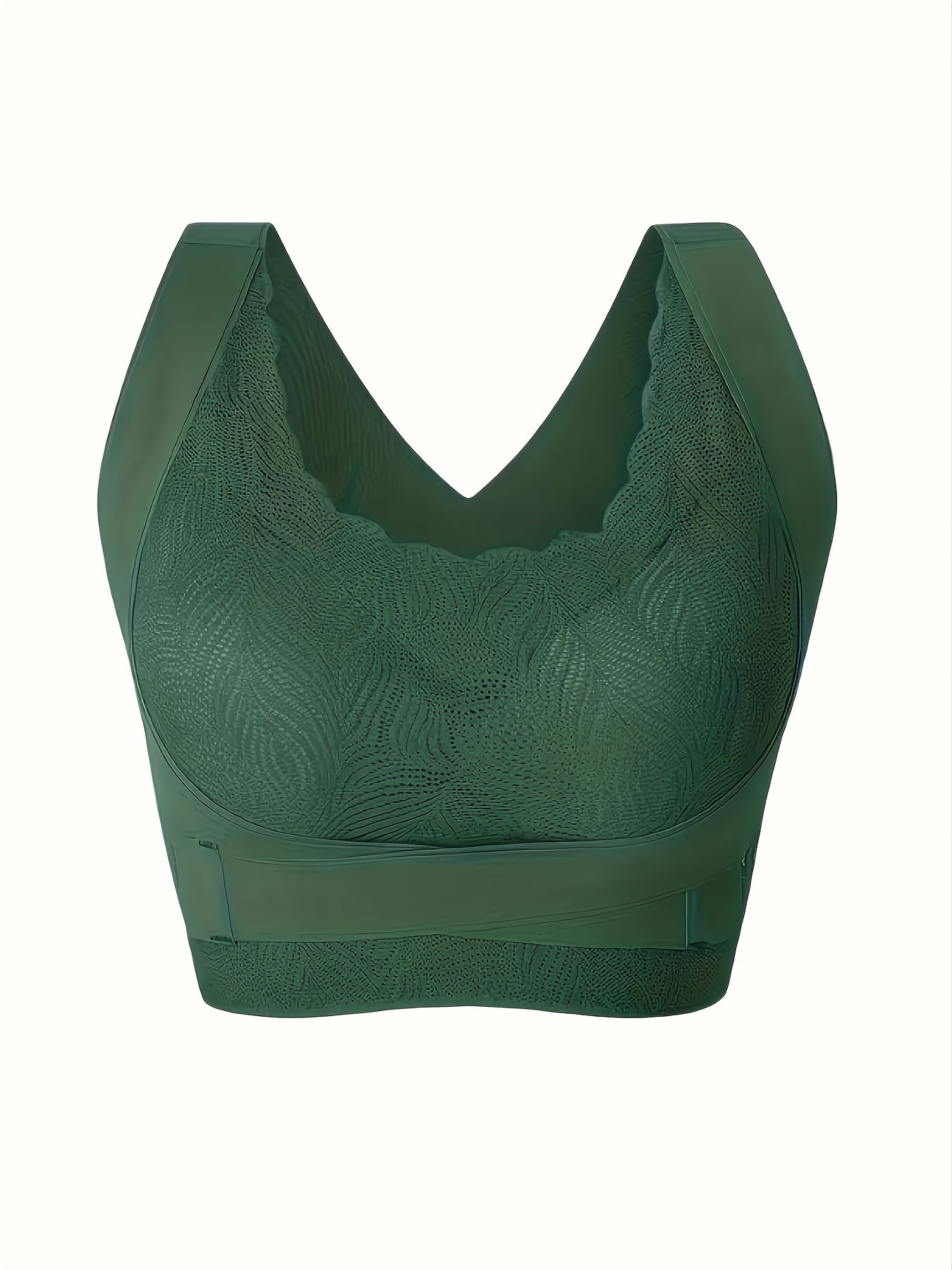 Wireless Lace Bra with Front Buckle and Chest Pad for Sexy Gather