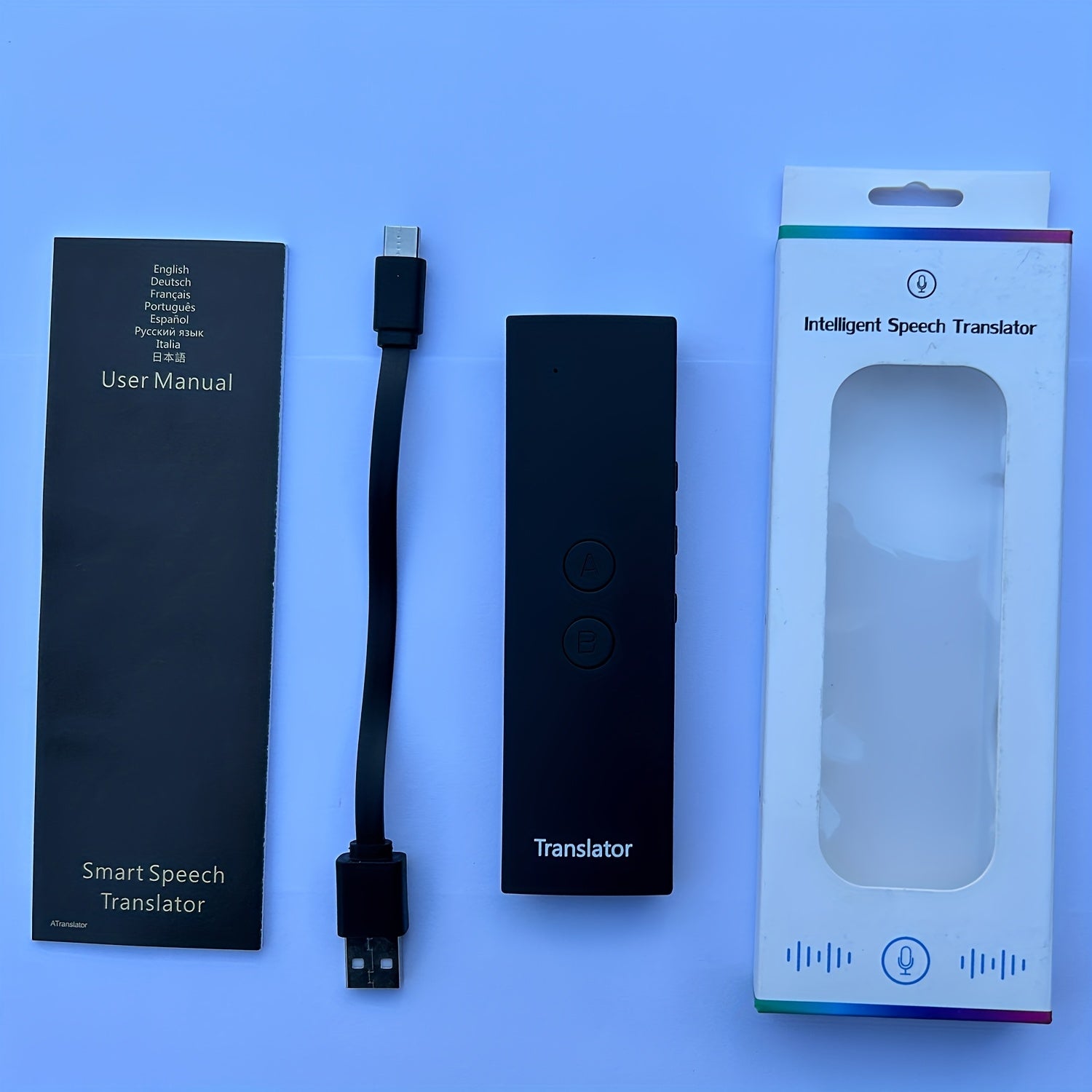 Black Portable Voice Translator Device with 69 Languages, Wireless, Rechargeable