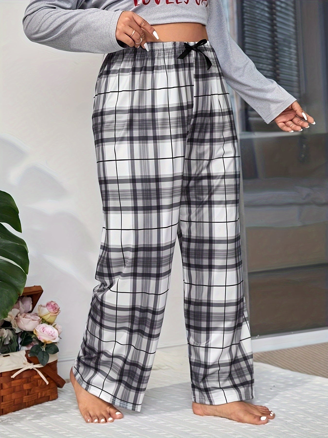 Ayollar uchun vintage uyqu shimlari, katta o'lcham, qalamli chiziqli dam olish shimlari, elastik belbog'