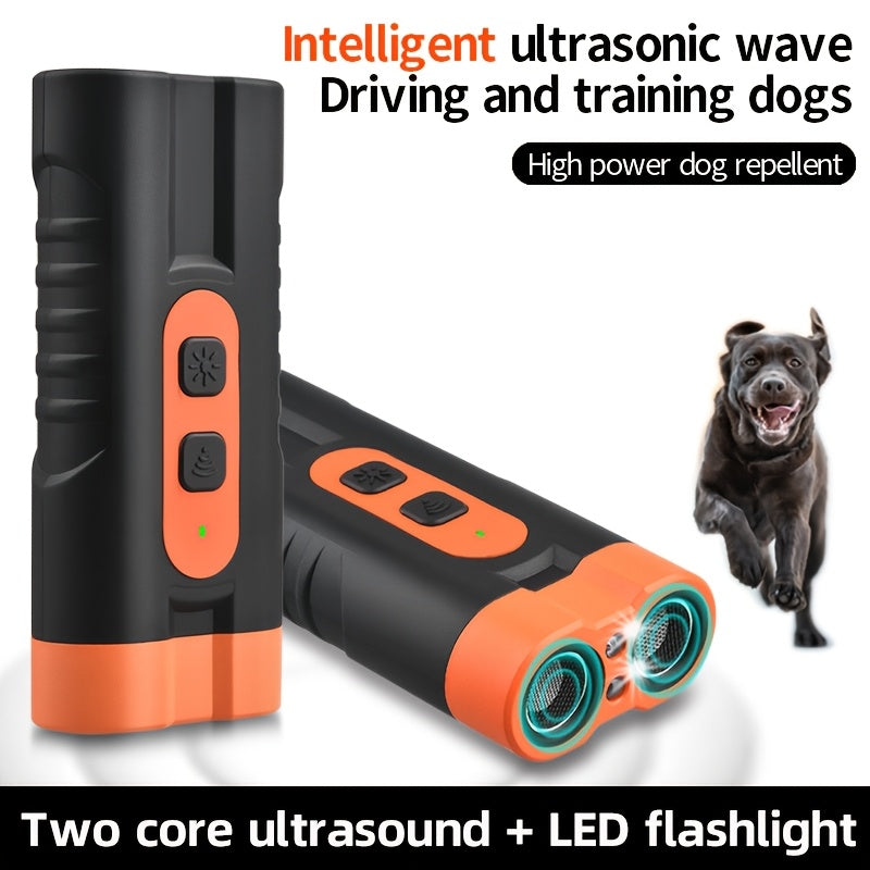 Rechargeable Ultrasonic Dog Repellent with Bark Stopper and LED Flashlight