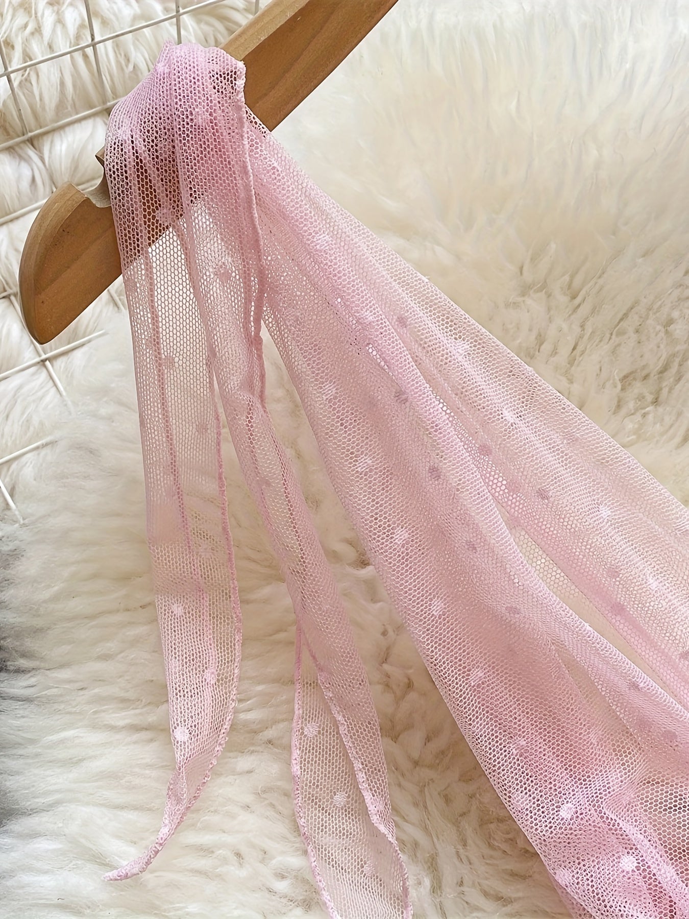 Polka Dot Mesh Dress with V-Neck Ruffle Trim Backless Thong