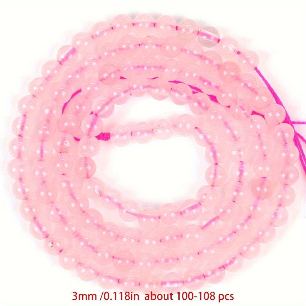 Cuentas separadoras de piedra natural de 3 mm para hacer joyería, amatista, cuarzo rosa, turquesa, ágata