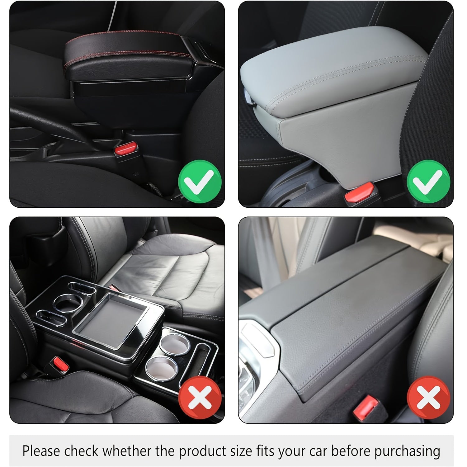 Universal moslik uchun qora faux teri avtomobil qo‘ltiq qopqog‘i, 2 ta saqlash cho‘ntagi bilan