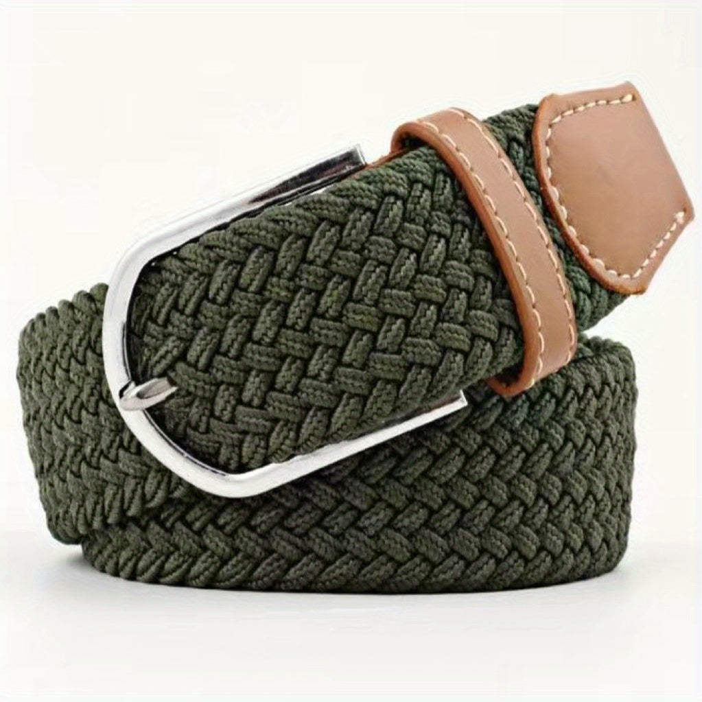 Cinturón de lona elástica unisex con hebilla de pasador para vaqueros, ropa casual y deportiva