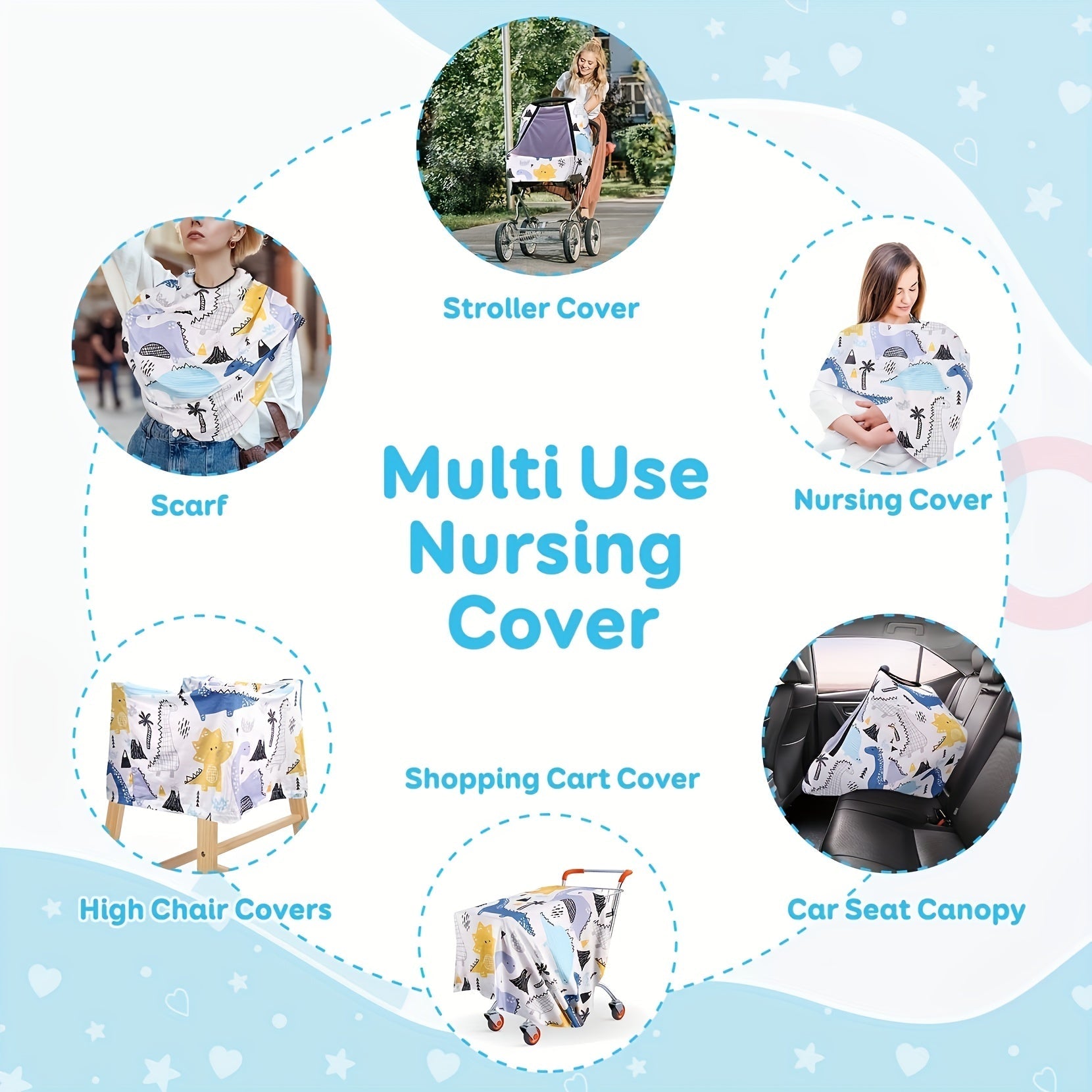 Fundas de asiento de coche transpirables con ventana de visualización, fundas de lactancia elásticas para todas las estaciones