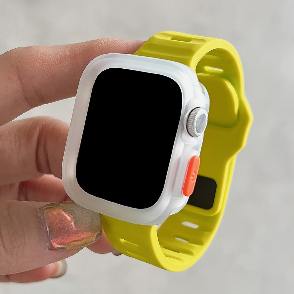 Two-Pack Silicone Smartwatch Case with Adjustable Anti-Fall Wrist Strap Compatible with Apple Watch Series 1-9 SE Ultra