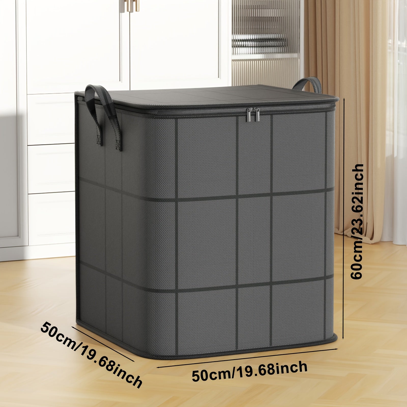 Casual Non Woven Folding Travel Bag Large Capacity Black with Handle for Clothes Toys