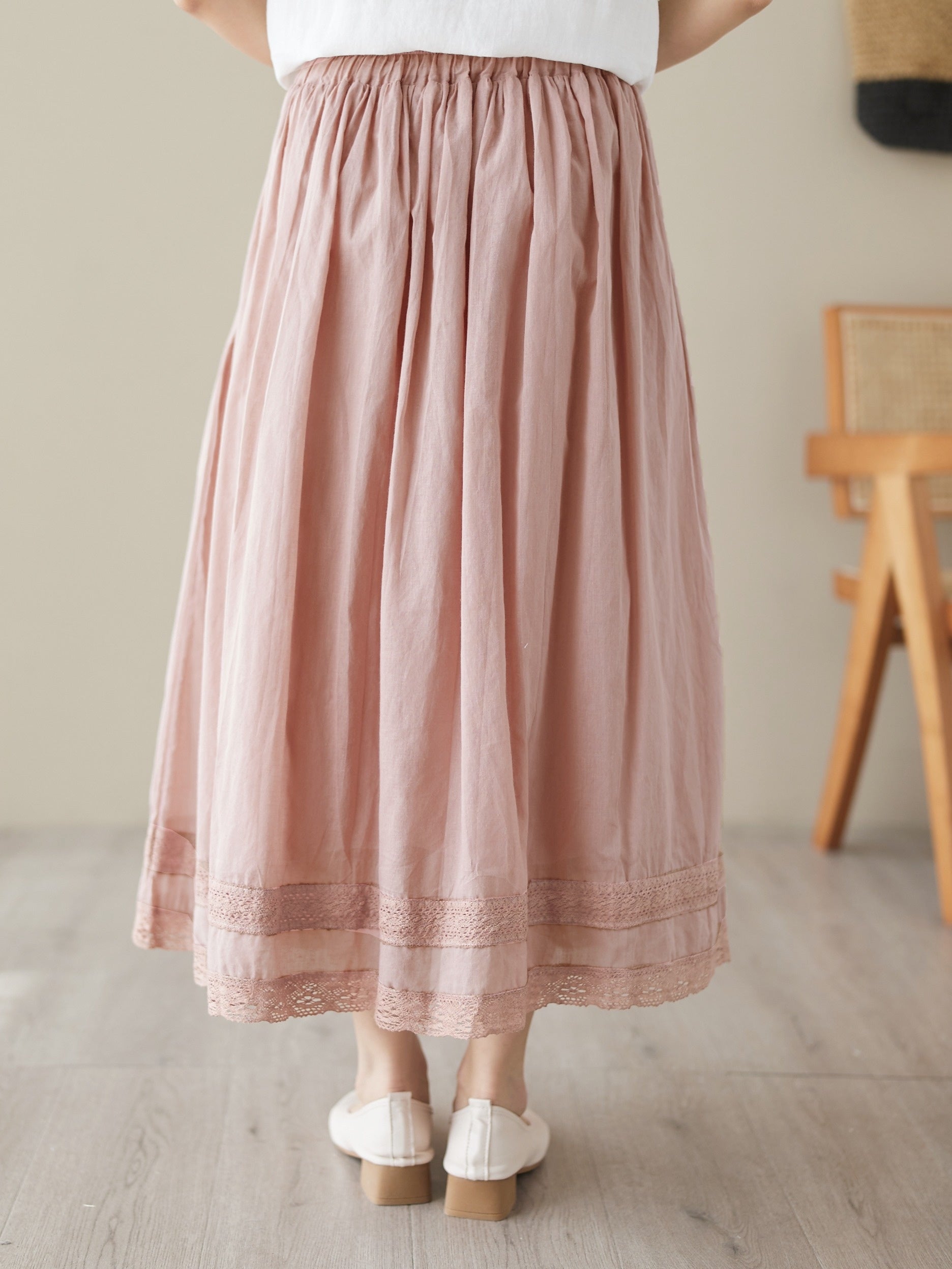 Plus Size Women's Elastic Waist Double Layer Midi Dress Spring Summer