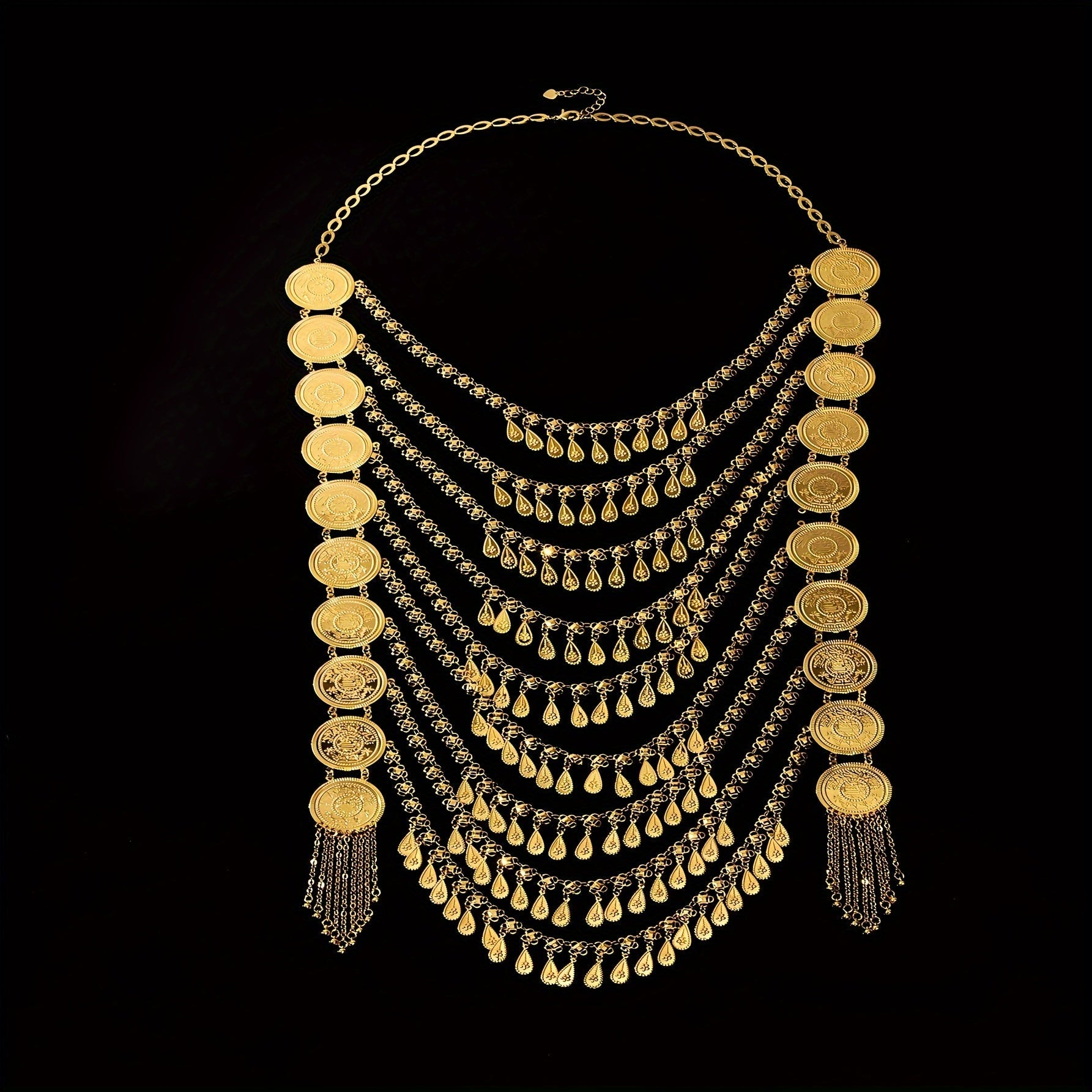 Conjunto de joyería elegante en cobre y oro para mujeres con collar y pendientes para ocasiones especiales