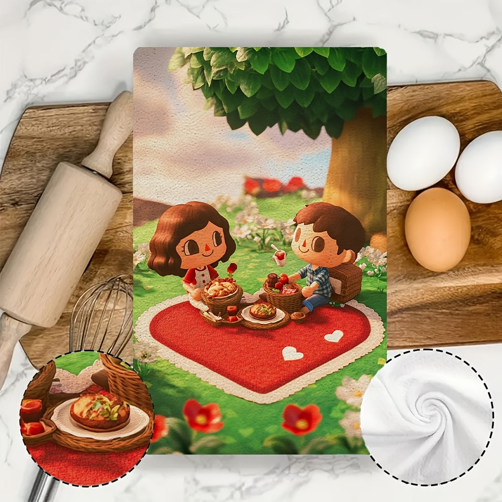 Two-Pack Kitchen Towels Ultra Soft Polyester Coastal Theme 16x24 Inches