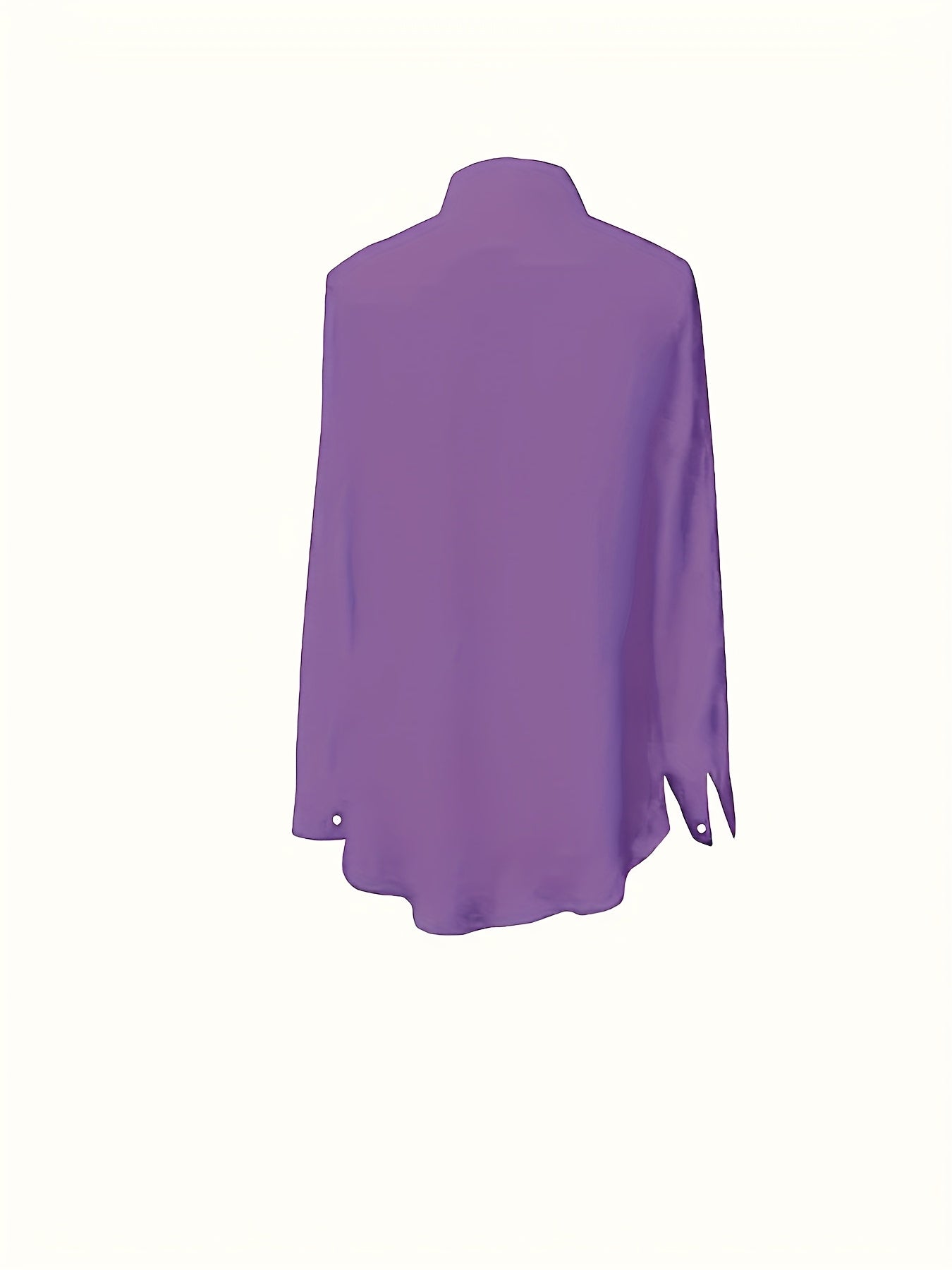 Women's Plus Size Satin-Like Purple Button-Up Shirt Long Sleeve Casual Elegant