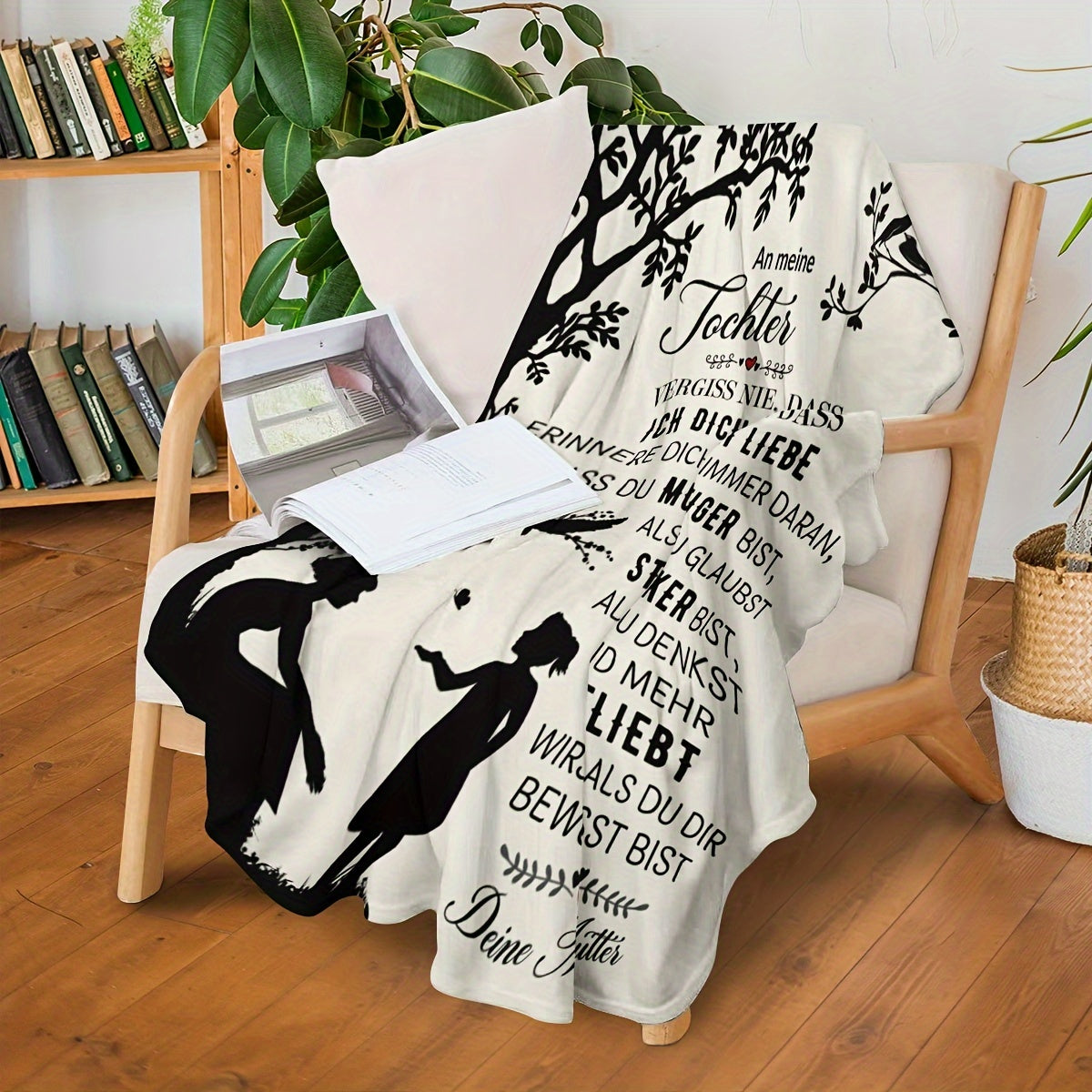 German-Themed Throw Blanket with Motivational Quote Polyester All-Season Cozy Bed Sofa Car Nap