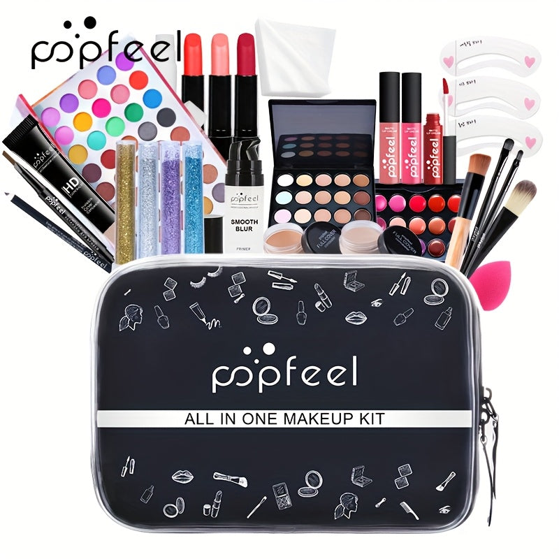 Travel Makeup Kit with Black Case Multi-Product Beauty Collection for On-the-Go Touch-Ups