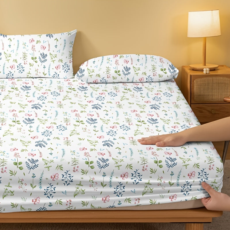 Ditsy Floral Fitted Sheet for Single Bed with Deep Pockets and Soft Fabric