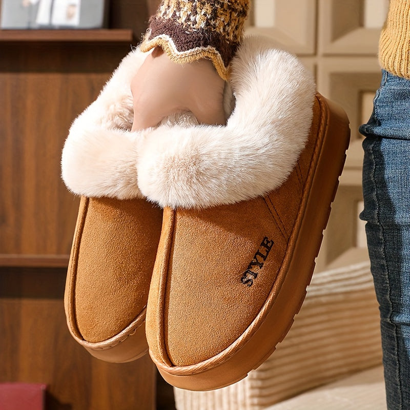 Pantuflas de felpa con forro de forro polar para hombre en gris y beige para uso casual en interiores