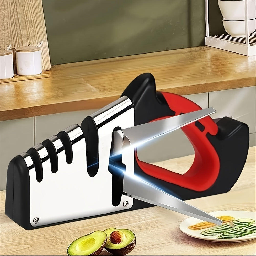 Multifunctional Kitchen Sharpener for Knives and Scissors with Sharpening Stone