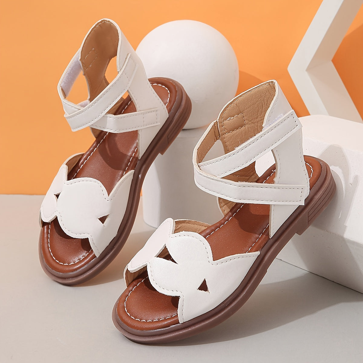 Девочки открытые сандалии с дышащей легкой нескользящей подошвой для помещений, улицы и пляжа