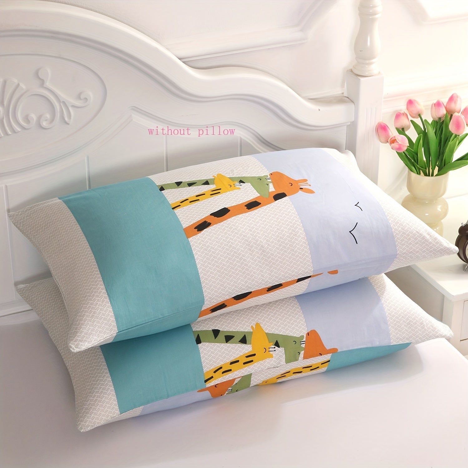 Set of 2 Cotton Pillowcases with Cartoon and Nature Designs, Breathable, Easy to Clean