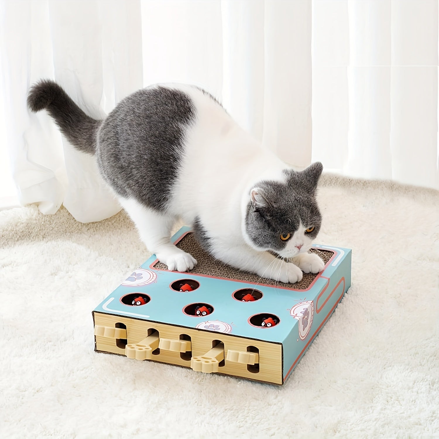 Durable Cardboard Cat Play Board Interactive Toy with Scratching Surface