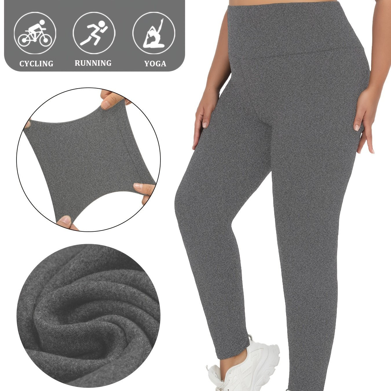 Plus Size High-Waisted Tummy Control Yoga Leggings for Women Blue