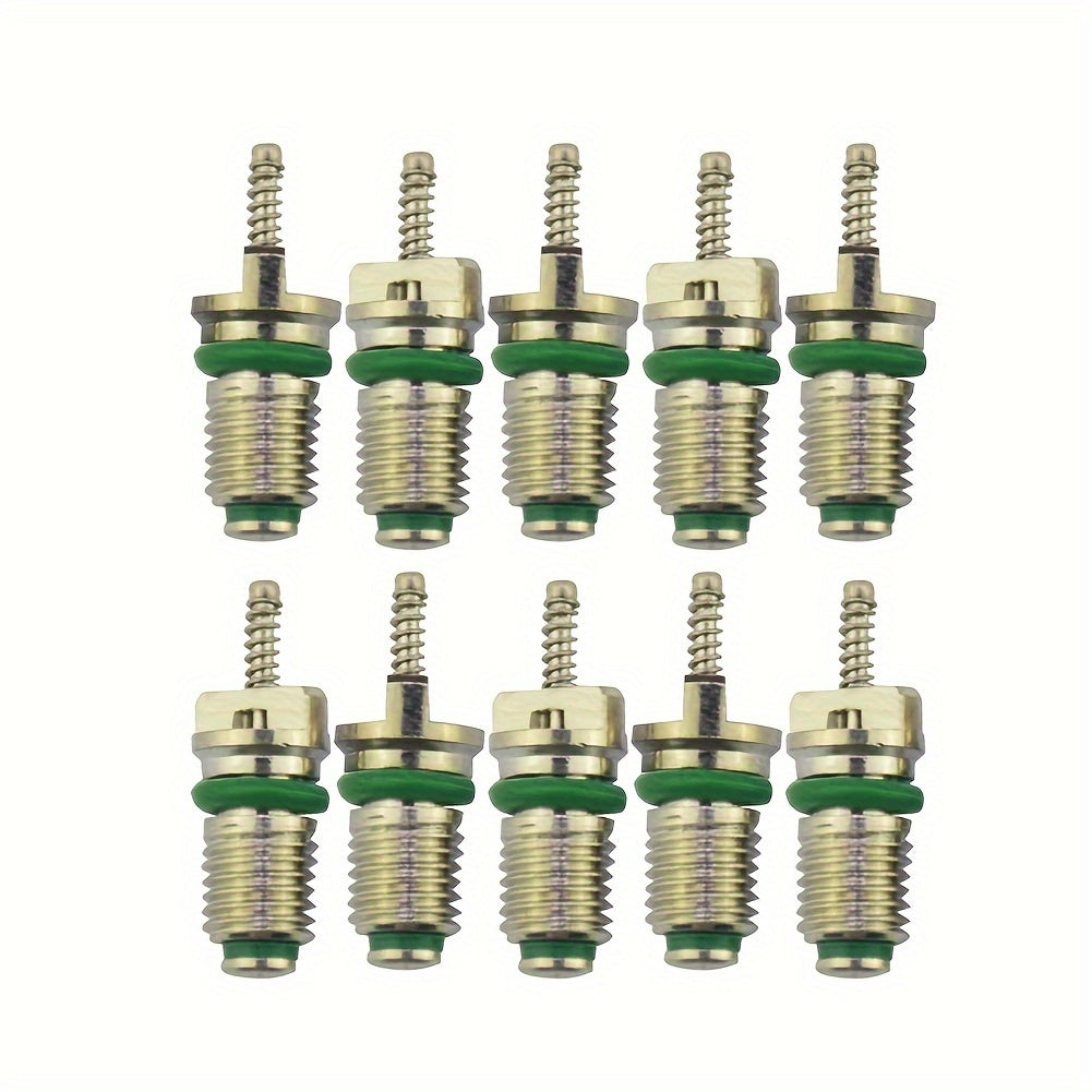 Automotive Air Conditioner Maintenance Kit with 10 Brass Green Valve Cores